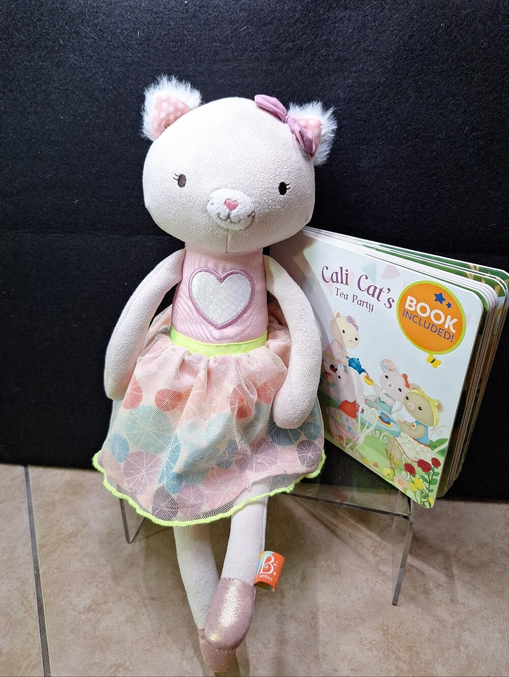 B Softies Plush Tippy Toes Soft Kitty Doll Cali Cat 14” Maison Battat W/Book